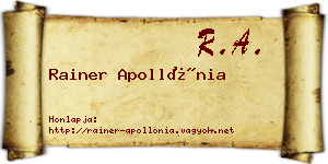 Rainer Apollónia névjegykártya